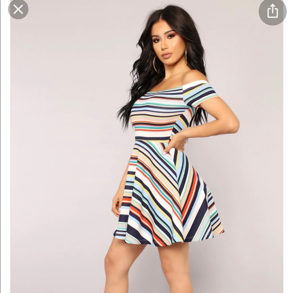 Brand new Multi Color Striped Flare Dress!